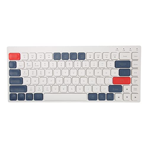 Fockety Bluetooth Tastatur, 84 Tasten 2.4G Wireless Bluetooth5.0 Waterdrop Keycap Silent Design Mechanische Tastatur Typ C Schnittstelle 2000mAh Wireless Bluetooth Tastatur (Weiß Blau) von Fockety