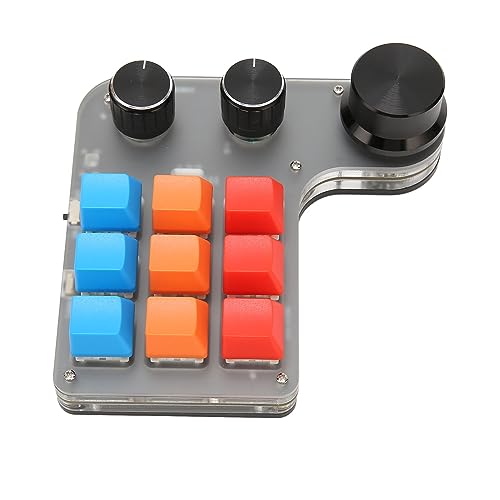 Fockety Custom Keypad, 9 Tasten 3 Knöpfe Einhändige Copy Paste Tastatur, Dual Mode USB/BT Anschluss, RGB Hintergrundbeleuchtung, Programmierbare Shortcut Tastatur von Fockety