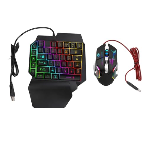 Fockety Eine Handspieltastatur und Mauskombination, RGB -Hintergrund -Halbhand -mechanische Gaming -Tastatur mit Mauskonverter, Tragbarem Spielcontroller, Mobilfunk -Combo -Pack von Fockety