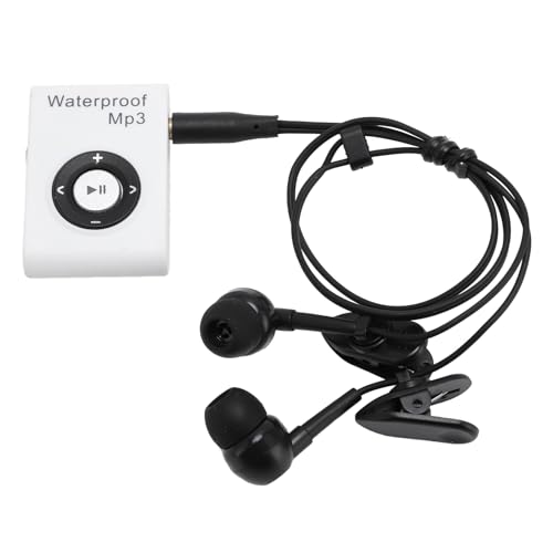 Fockety Wasserdichter MP3-Player, schwimmender Musikplayer mit eingebautem 8GB Speicher und kurzem Kabel Unterwasserkopfhörer, IPX8 Unterwasser-MP3-Player zum Schwimmen, Tauchen, (White) von Fockety