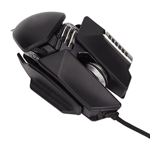 Gaming-Maus, 12800 DPI Einziehbare Anpassung Wassergekühlter RGB-Lichteffekt Kabelgebundene Maus Galvanisierte Walzen Basis aus gebürstetem Metall PC-Gaming-Mäuse mit Basis-DPI-Zyklusschlüssel von Fockety