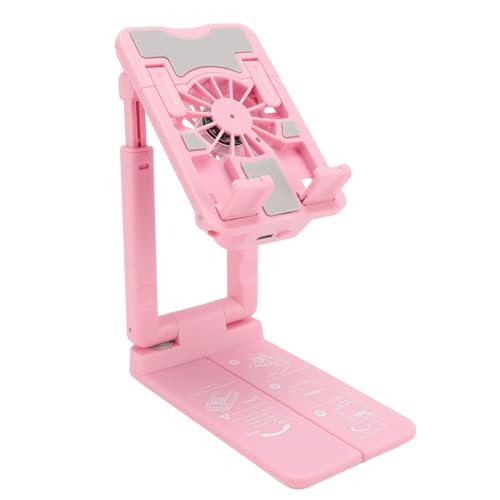 Handyständer, Höhenverstellbar, Verhindert Kondensation, Schnelle Wärmeableitung, Desktop-Telefonständer mit Lüfter, für Live-Streaming-Spiele (PINK) von Fockety