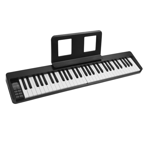 Klavier -Tastatur, 61 Tasten Klavier Tragbarer Klavier Elektro -Tastatur Klavier mit Musikständer, Digitalklavier in Voller Größe für Anfänger, Teenager, Erwachsene (BLACK) von Fockety