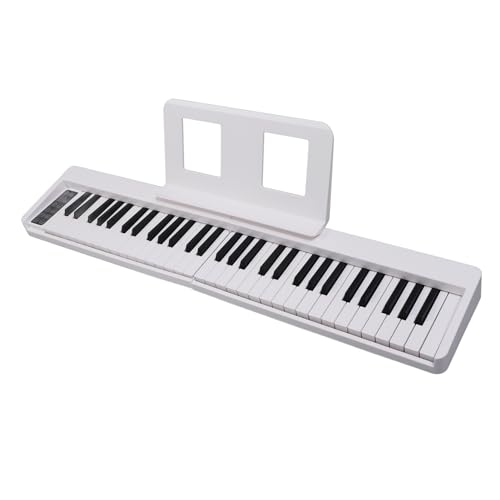 Klavier -Tastatur, 61 Tasten Klavier Tragbarer Klavier Elektro -Tastatur Klavier mit Musikständer, Digitalklavier in Voller Größe für Anfänger, Teenager, Erwachsene (WHITE) von Fockety