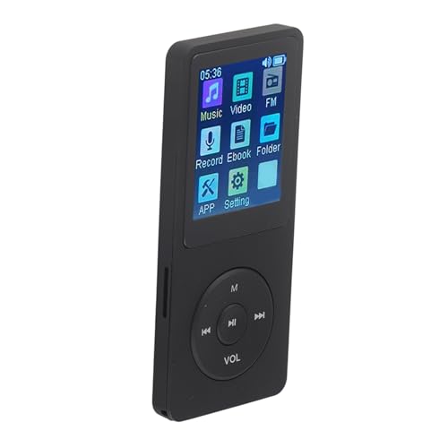 MP3-Player MP4-Player, Ultradünner 1,8-Zoll-LCD-tragbarer Verlustfreier MP3-Musik-Player mit HD-Lautsprecher, UKW-Radio Diktiergerät und E-Book, MP4-Player mit Kopfhörer für Kinder (Schwarz) von Fockety