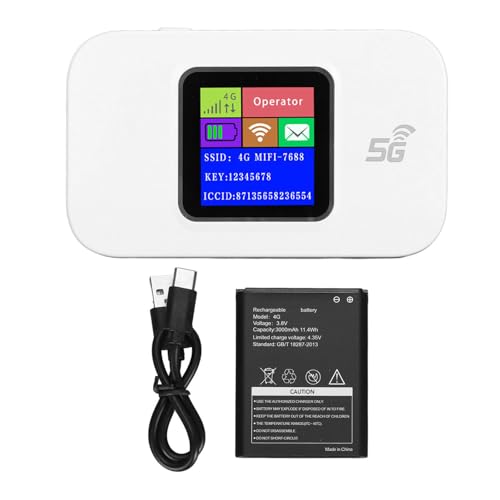 Mobiler 4G-LTE-WLAN-Hotspot, LCD-Display, 300 Mbit/s, Tragbarer Hochgeschwindigkeits-WLAN-WLAN-Router mit SIM-Kartensteckplatz, Stromversorgung über USB, Gemeinsame Nutzung von von Fockety