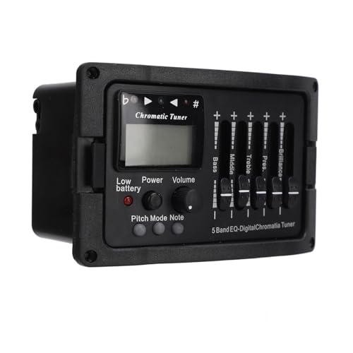 Professioneller Akustikgitarren-Equalizer, Vielseitige Klangregelung, 5-Band-Gitarren-Vorverstärker-EQ-Equalizer mit Stimmgerät, Akustikgitarren-Vorverstärker, von Fockety