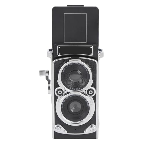 Vintage Digitalkamera, 1080p FHD Video, 12 MP Autofokus, TLR Stil, Vintage Kamera, tragbare Kamera, Vlogging Taschenkamera für Anfänger, Jugendliche und Erwachsene, Schwarz (128GB) von Fockety