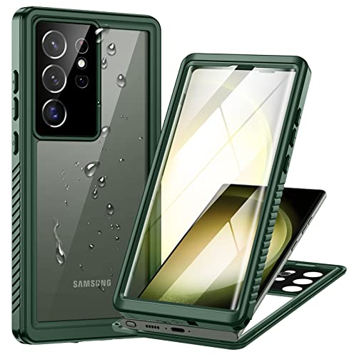 Focusor Hülle für Samsung Galaxy S23 Ultra 5G Hülle,HandyHülle für Samsung S23 Ultra (6.8") IP68 Wasserdicht 360 Schutzhülle,Stoßfest Staubdicht Outdoor Panzerhülle mit Eingebautem Displayschutz,Grün von Focusor