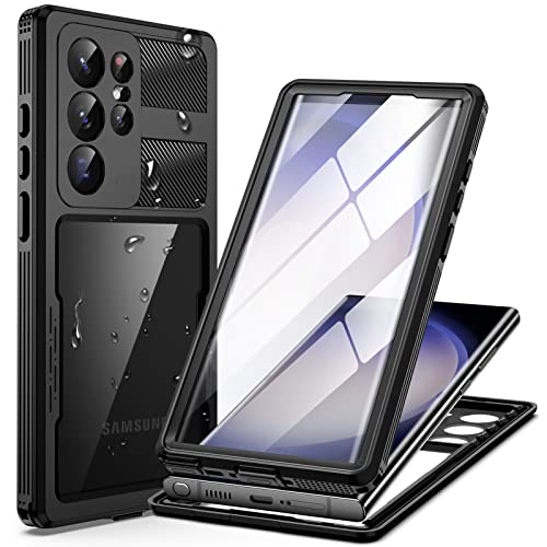 Focusor Hülle für Samsung Galaxy S23 Ultra 5G Hülle, HandyHülle für Samsung S23 Ultra IP68 Wasserdicht 360 Schutzhülle,Stoßfest Staubdicht Outdoor Panzerhülle mit Eingebautem Displayschutz,Schwarz von Focusor