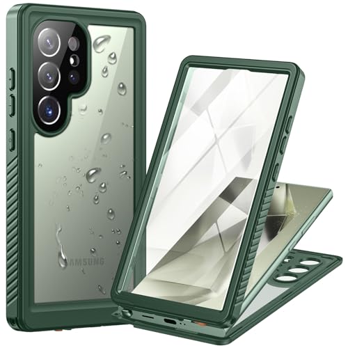 Focusor Hülle für Samsung Galaxy S24 Ultra 5G Hülle, HandyHülle für Samsung S24 Ultra (6.8") IP68 Wasserdicht 360 Schutzhülle,Stoßfest Staubdicht Outdoor Panzerhülle mit Eingebautem Displayschutz,Grün von Focusor