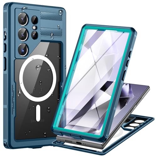 Focusor für Samsung Galaxy S24 Ultra 5G Hülle Wasserdicht Kompatibel mit Magsafe, HandyHülle für Samsung S24 Ultra IP68 wasserdichte 360 Schutzhülle,Stoßfest Outdoor Panzerhülle mit Displayschutz,Blau Focusor für Samsung Galaxy S24 Ultra 5G Hülle Wasserdicht Kompatibel mit Magsafe, HandyHülle für Samsung S24 Ultra IP68 wasserdichte 360 Schutzhülle,Stoßfest Outdoor Panzerhülle mit Displayschutz,Blau von Focusor