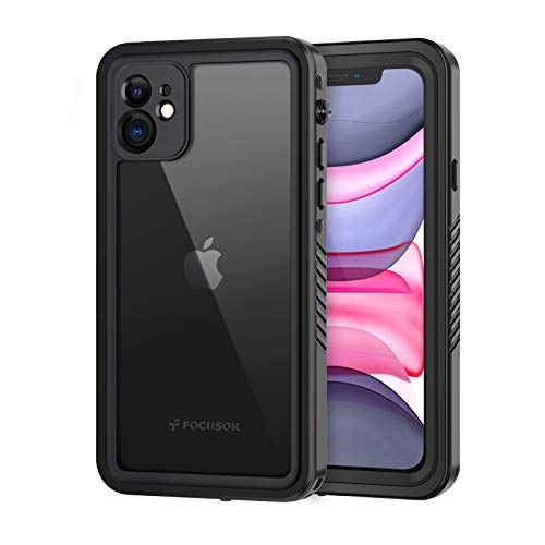 Focusor für iPhone 11 Hülle, IP68 Wasserdicht HandyHülle iPhone 11 360 Schutzhülle Stoßfest Staubdicht Outdoor Panzerhülle mit Eingebautem Displayschutz,Schwarz von Focusor