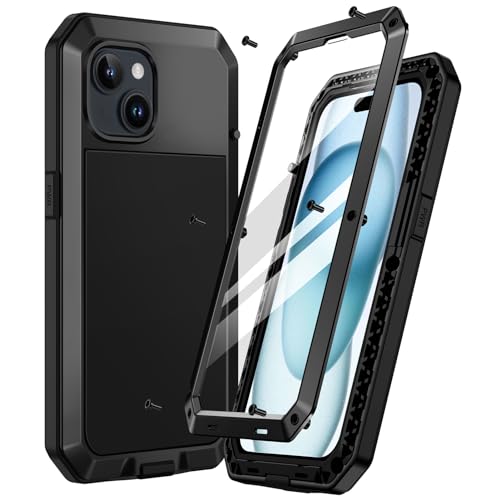 Focusor für iPhone 15 Hülle Metall,Handyhülle für iPhone 15 360 Grad Outdoor Stoßfest Heavy Duty Komplett Panzerhülle,iPhone 15 Schutzhülle Staubdicht Robust Armor Case mit Displayschutz,Schwarz Focusor für iPhone 15 Hülle Metall,Handyhülle für iPhone 15 360 Grad Outdoor Stoßfest Heavy Duty Komplett Panzerhülle,iPhone 15 Schutzhülle Staubdicht Robust Armor Case mit Displayschutz,Schwarz von Focusor
