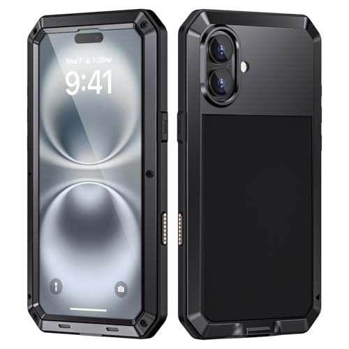 Focusor für iPhone 16 Plus Hülle Metall,Handyhülle für iPhone 16 Plus 360 Outdoor Stoßfest Heavy Duty Komplett Panzerhülle,iPhone 16 Plus Schutzhülle Staubdicht Armor Case mit Displayschutz,Schwarz Focusor für iPhone 16 Plus Hülle Metall,Handyhülle für iPhone 16 Plus 360 Outdoor Stoßfest Heavy Duty Komplett Panzerhülle,iPhone 16 Plus Schutzhülle Staubdicht Armor Case mit Displayschutz,Schwarz von Focusor