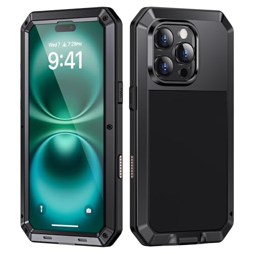 Focusor für iPhone 16 Pro Hülle Metall,Handyhülle für iPhone 16 Pro 360 Outdoor Stoßfest Heavy Duty Komplett Panzerhülle,iPhone 16 Pro Schutzhülle Staubdicht Armor Case mit Displayschutz,Schwarz Focusor für iPhone 16 Pro Hülle Metall,Handyhülle für iPhone 16 Pro 360 Outdoor Stoßfest Heavy Duty Komplett Panzerhülle,iPhone 16 Pro Schutzhülle Staubdicht Armor Case mit Displayschutz,Schwarz von Focusor