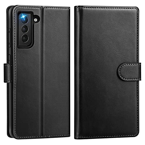 Focusor kompatibel mit Samsung Galaxy S21+ 5G Hülle, Samsung S21+Plus Hülle, Handyhülle Samsung S21+ Leder Flip Case Ständer PU Brieftasche Schutzhülle für Samsung S21+ (6.7") Cover, Schwarz von Focusor