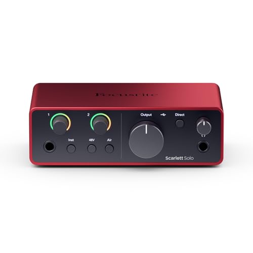 Focusrite Scarlett Solo 4. Gen USB-Audio-Interface für Gitarristen, Sänger und Produzenten — Aufnahmen in HiFi-Studioqualität sowie sämtliche Software, die Sie zur Aufnahme benötigen von Focusrite