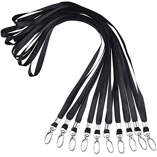 10 Stück Schwarz Schlüsselbänder, Nylon Umhängeband Schlüsselband mit Swivel Schließe, Büro Abzeichen Lanyards, Neck Strap Lanyard für Kamera USB Schlüssel Ausweise Namensschilder von Fodlon