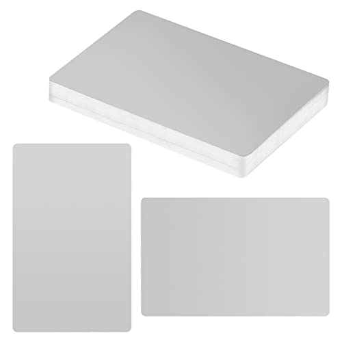 50 Stücke Metall Visitenkarten, Laser Gravierte Metall Karte, Aluminium Leere Visitenkarten Metallplatte 8.6 cm x 5.4 cm x 0.2 mm für Kunden Geschäfts DIY Geschenkkarten (Silber-Grau) von Fodlon