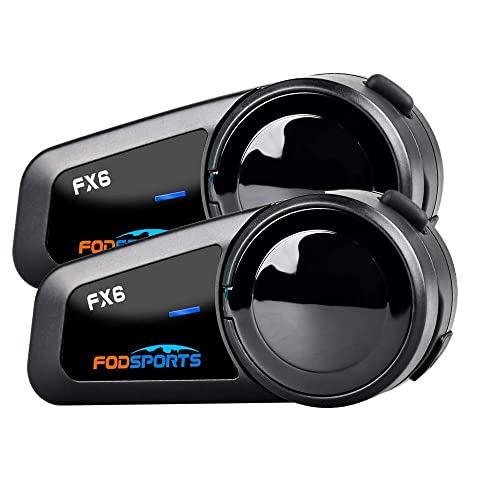 Fodsports FX6 Motorrad Bluetooth Headset, Intercom Motorrad Kommunikationssystem für 6 Motorräder mit 1000m Reichweite, Motorradhelm Gegensprechanlage mit Universelle Konnektivität von Fodsports