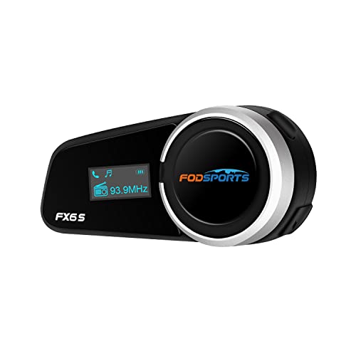 Fodsports FX6S Motorrad Intercom mit LCD Bildschirm Motorrad Bluetooth Headset für bis zu 6 Motorräder mit 1000m Reichweite, Motorradhelm Freisprechanlage von Fodsports