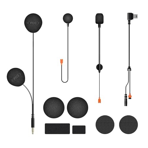 Fodsports Lautsprecher-Kopfhörerkabel mit hoher Auflösung (FOD HRSQS), nur für FX8 PRO & FX8 AIR Motorräder, Bluetooth-Gegensprechanlage, Zubehör-Set (Galgenmikrofon und Tastenmikrofon) von Fodsports