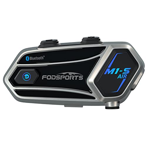 Fodsports M1-S AIR Motorrad Headset, Motorradhelm Bluetooth Headset, Motorrad Kommunikationssystem mit 900 mAh Batterie Musik teilen Mikrofon stumm Funktion von Fodsports