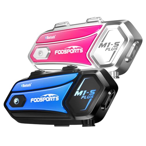 Fodsports M1-S Plus Motorrad Headset Bluetooth,Intercom Motorrad für 8 Motorräder Helm,Motorrad Kommunikationssystem mit 900mAH Batterie GPS MP3 FM Radio Musik teilen Mikrofon stumm von Fodsports