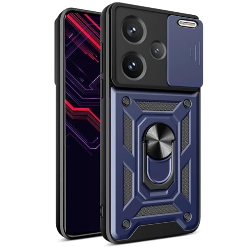 Fofvccv Armor Schutzhülle mit Ständer für Xiaomi Redmi Note 13 Pro+ Plus 5G, mit Schiebe-Kamera-Objektivabdeckung, Militärqualität, strapazierfähig, stoßfest, mit Ringständer, für Redmi Note 13 Pro von Fofvccv