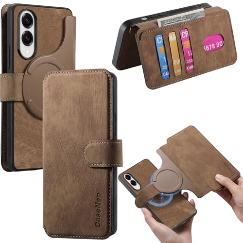 Fofvccv CXMG Brieftaschen-Schutzhülle für Samsung Galaxy S25 Edge, abnehmbare magnetische Handyhülle mit Kartenfächern, RFID-blockierend, Folio-Klapphülle aus Leder mit Ständer, Braun von Fofvccv