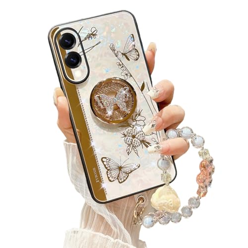 Fofvccv DLH Schutzhülle für Samsung Galaxy S25 Edge, glitzernd, mit Perlenhandschlaufe und Ständer, 3D-Schmetterlings-Blumen-Design, luxuriös, niedlich, glitzernd, glitzernd, glitzernd, ausgefallene Fofvccv DLH Schutzhülle für Samsung Galaxy S25 Edge, glitzernd, mit Perlenhandschlaufe und Ständer, 3D-Schmetterlings-Blumen-Design, luxuriös, niedlich, glitzernd, glitzernd, glitzernd, ausgefallene von Fofvccv