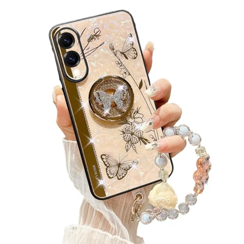 Fofvccv DLH Schutzhülle für Samsung Galaxy S25 Edge, mit Perlenarmband und Ständer, 3D-Schmetterlings-Blumen-Design, luxuriös, niedlich, glitzernd, glitzernd, glitzernd, ausgefallene Schutzhülle für Fofvccv DLH Schutzhülle für Samsung Galaxy S25 Edge, mit Perlenarmband und Ständer, 3D-Schmetterlings-Blumen-Design, luxuriös, niedlich, glitzernd, glitzernd, glitzernd, ausgefallene Schutzhülle für von Fofvccv