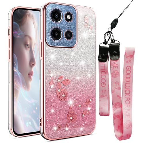 Fofvccv Glitzer-Schutzhülle für Motorola G Power 5G 2025, mit Umhängeband, für Damen, glitzernde Blumen, weiches TPU, transparent, mit Schultergurt, Armband, für Moto G Power 5G 2025, YSS Rosa Fofvccv Glitzer-Schutzhülle für Motorola G Power 5G 2025, mit Umhängeband, für Damen, glitzernde Blumen, weiches TPU, transparent, mit Schultergurt, Armband, für Moto G Power 5G 2025, YSS Rosa von Fofvccv