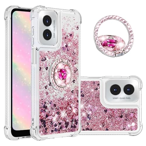 Fofvccv Glitzernde transparente Schutzhülle für Motorola Moto G 5G 2024 mit Bling Ring Kickstand, funkelnde Treibsand fließende Flüssigkeit, weiches TPU, stoßfeste Schutzhülle mit Diamant-Ständer, für Fofvccv Glitzernde transparente Schutzhülle für Motorola Moto G 5G 2024 mit Bling Ring Kickstand, funkelnde Treibsand fließende Flüssigkeit, weiches TPU, stoßfeste Schutzhülle mit Diamant-Ständer, für von Fofvccv