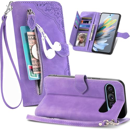 Fofvccv Klapphülle für Google Pixel 9 Pro XL, Retro-geprägte Blume, PU-Leder, Geldbörsenhülle mit Kartenhalter, Ständer, Reißverschlusstasche und Handschlaufe, Umhängeband für Google Pixel 9 Pro XL Fofvccv Klapphülle für Google Pixel 9 Pro XL, Retro-geprägte Blume, PU-Leder, Geldbörsenhülle mit Kartenhalter, Ständer, Reißverschlusstasche und Handschlaufe, Umhängeband für Google Pixel 9 Pro XL von Fofvccv