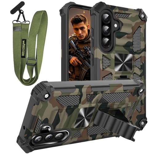 Fofvccv MCS Schutzhülle für Samsung Galaxy A26, Tarnmuster, mit verstellbarem Umhängeband, Militärqualität, stoßfest, strapazierfähig, mit magnetischem Ständer, Armeegrün Fofvccv MCS Schutzhülle für Samsung Galaxy A26, Tarnmuster, mit verstellbarem Umhängeband, Militärqualität, stoßfest, strapazierfähig, mit magnetischem Ständer, Armeegrün von Fofvccv
