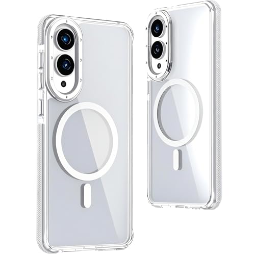 Fofvccv Magnetische transparente Schutzhülle für Samsung Galaxy S25 Edge, schlanke Passform, Anti-Vergilbung, kristallklare Abdeckung, militärische Qualität, stoßfest, unterstützt kabelloses Laden, XC von Fofvccv
