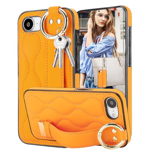 Fofvccv Schutzhülle für Apple iPhone 16e 2025, Handgelenkschlaufe, Ständer, für Damen und Mädchen, PU-Leder, Fingerschlaufe, Ring, Armband, stoßfest, stilvolle Schutzhülle für iPhone 16e, ZWD Orange Fofvccv Schutzhülle für Apple iPhone 16e 2025, Handgelenkschlaufe, Ständer, für Damen und Mädchen, PU-Leder, Fingerschlaufe, Ring, Armband, stoßfest, stilvolle Schutzhülle für iPhone 16e, ZWD Orange von Fofvccv