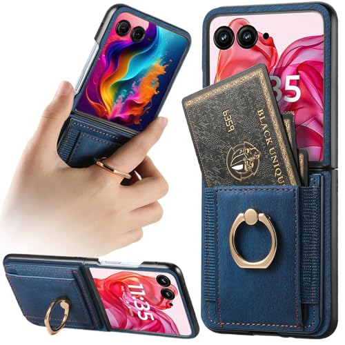 Fofvccv Schutzhülle für Motorola Moto Razr+ Plus 2024 mit Kartenhalter, integriertem drehbarem Ringständer, Ständer, PU-Leder, Klappschutzhülle für Moto Razr Plus 2024 / Moto Razr 50 Ultra ZCK Blau Fofvccv Schutzhülle für Motorola Moto Razr+ Plus 2024 mit Kartenhalter, integriertem drehbarem Ringständer, Ständer, PU-Leder, Klappschutzhülle für Moto Razr Plus 2024 / Moto Razr 50 Ultra ZCK Blau von Fofvccv