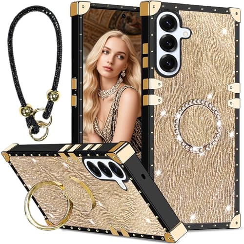 Fofvccv Schutzhülle für Samsung Galaxy S25 / Galaxy S24 – Glitzer-Strass-Armband und Diamantring-Ständer, glitzernde Luxus-Wasserwellen-Wellen-Schutzhülle für Samsung S25/S24, SBW Gold Fofvccv Schutzhülle für Samsung Galaxy S25 / Galaxy S24 – Glitzer-Strass-Armband und Diamantring-Ständer, glitzernde Luxus-Wasserwellen-Wellen-Schutzhülle für Samsung S25/S24, SBW Gold von Fofvccv