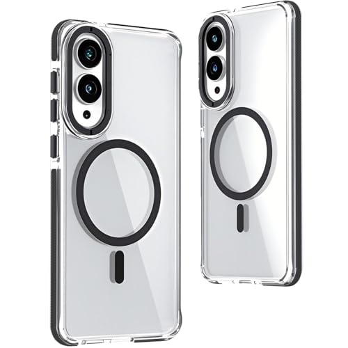 Fofvccv Schutzhülle für Samsung Galaxy S25 Edge, magnetisch, transparent, militärischer Schutz, stoßfest, dünn, Anti-Vergilbung, transparent, Kristall-Abdeckung, XC, Schwarz von Fofvccv