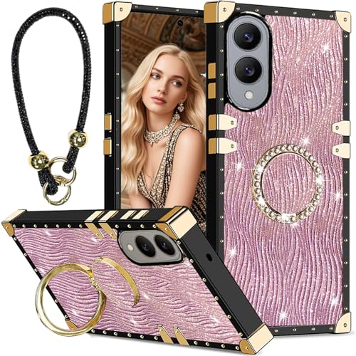 Fofvccv Schutzhülle für Samsung Galaxy S25 Edge – Glitzer-Strass-Armband und Diamantring-Ständer, glitzernde Luxus-Wasserwellen-Wellen-Schutzhülle für Galaxy S25 Edge, SBW Pink Fofvccv Schutzhülle für Samsung Galaxy S25 Edge – Glitzer-Strass-Armband und Diamantring-Ständer, glitzernde Luxus-Wasserwellen-Wellen-Schutzhülle für Galaxy S25 Edge, SBW Pink von Fofvccv