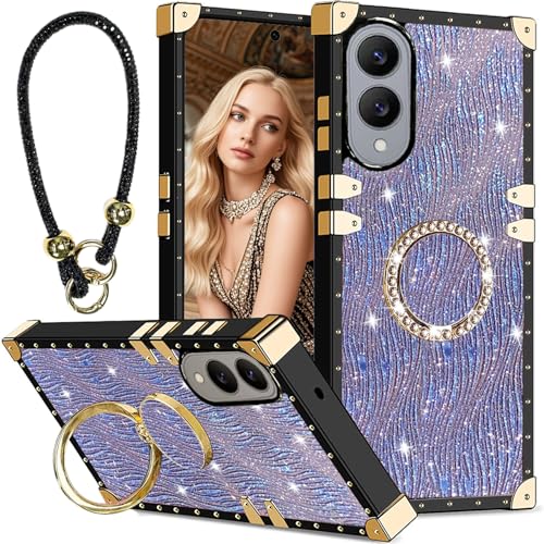 Fofvccv Schutzhülle für Samsung Galaxy S25 Edge – Glitzer-Strass-Armband und Diamantring-Ständer, glitzernde Luxus-Wasserwellen-Wellen-Schutzhülle für Galaxy S25 Edge, SBW Violett Fofvccv Schutzhülle für Samsung Galaxy S25 Edge – Glitzer-Strass-Armband und Diamantring-Ständer, glitzernde Luxus-Wasserwellen-Wellen-Schutzhülle für Galaxy S25 Edge, SBW Violett von Fofvccv