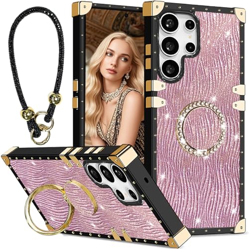 Fofvccv Schutzhülle für Samsung Galaxy S25 Ultra – Glitzer-Strass-Armband und Diamantring-Ständer, glitzernde Luxus-Wasserwellen-Wellen-Schutzhülle für Galaxy S25 Ultra, SBW Pink Fofvccv Schutzhülle für Samsung Galaxy S25 Ultra – Glitzer-Strass-Armband und Diamantring-Ständer, glitzernde Luxus-Wasserwellen-Wellen-Schutzhülle für Galaxy S25 Ultra, SBW Pink von Fofvccv