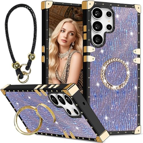 Fofvccv Schutzhülle für Samsung Galaxy S25 Ultra – Glitzer-Strass-Armband und Diamantring-Ständer, glitzernde Luxus-Wasserwellen-Wellen-Schutzhülle für Galaxy S25 Ultra, SBW Violett Fofvccv Schutzhülle für Samsung Galaxy S25 Ultra – Glitzer-Strass-Armband und Diamantring-Ständer, glitzernde Luxus-Wasserwellen-Wellen-Schutzhülle für Galaxy S25 Ultra, SBW Violett von Fofvccv