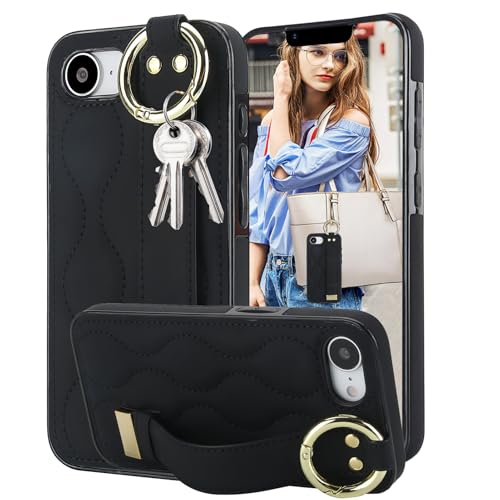 Fofvccv ZWD Schutzhülle für iPhone 16e, Handgelenkschlaufe, mit Metall-Fingerring, für Damen und Mädchen, Schwarz Fofvccv ZWD Schutzhülle für iPhone 16e, Handgelenkschlaufe, mit Metall-Fingerring, für Damen und Mädchen, Schwarz von Fofvccv