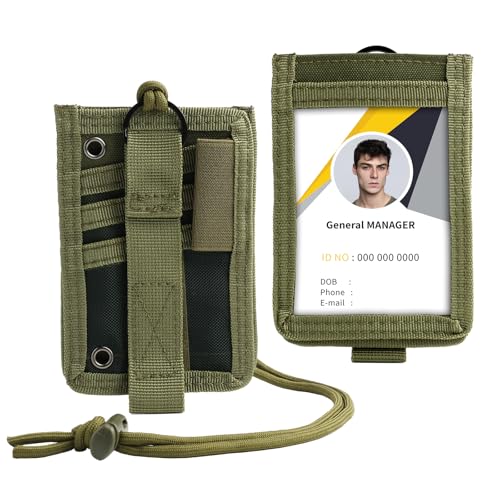 2 in 1 Taktisches Ausweisetui mit Fenster, 3 Kartensteckplätze und Stifttasche Grünes Ausweisetui Multifunktionaler Ausweishalter Ausziehbares Lanyard 2 in 1 Taktisches Ausweisetui mit Fenster, 3 Kartensteckplätze und Stifttasche Grünes Ausweisetui Multifunktionaler Ausweishalter Ausziehbares Lanyard von Fogbush