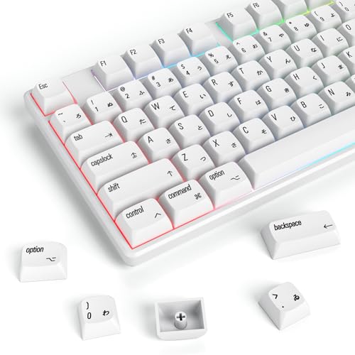 Fogruaden Japanische PBT-Tastenkappen mit 128 Tasten, minimalistische weiße Tastenkappen, 60 %, XDA-Profil-Dye-Sub, 60 % Tastenkappen für Cherry Gateron MX-Schalter, mechanische Tastatur (Leertaste von Fogruaden