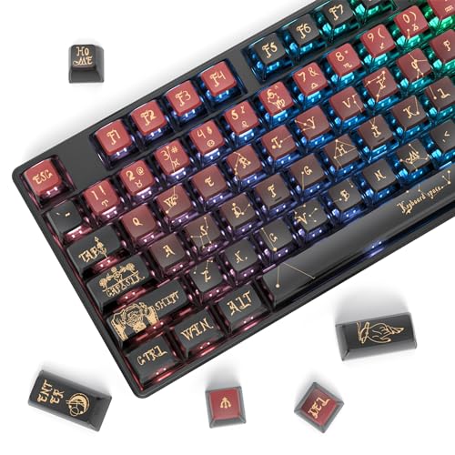 Fogruaden Pudding Keycaps 60 Prozent, 120 Farbstoff-Sublimationstastenkappen-Set, ASA-Profil, benutzerdefinierte Tastenkappen für Cherry Gateron MX Switches mechanische Tastatur (rote Konstellation) von Fogruaden